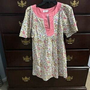 Charming Pink and White Floral Kids Dress